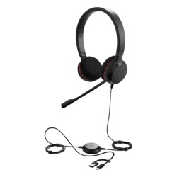 JABRA EVOLVE20-DUO-MS-USB-C/A Jabra Evolve 20 DUO con Conexion USB C/A Microfono con Cancelacion de Ruido de Ultima Generacion Configuracion Plug and Play (4999-823-169)