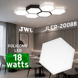 JWJ JLCR-2006-B Luminaria LED Poligonal / 18 W / 1800 lm / Luz Fría 6500 K / Ángulo 140° / Sobreponer o Suspendido / 230 x 60 mm - Img 5