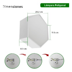 JWJ JLCR-2008-B Luminaria LED Poligonal / 18 W / 1 800 lm / 6 500 K / 140° / Sobreponer o Suspendido / 230 x 80 mm - Img 4