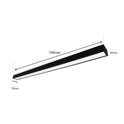 JWJ JLPP-22M Panel LED Suspendido 22 W / 127 Vca~60Hz / Flujo luminoso 1 980 lm / Medidas 1182 x 70 x 45 mm / TCC 6 500 K / Angulo de Luz de 140Â°.