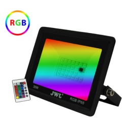 JWJ JLRE-50N Reflector LED Multicolor RGB IP66 para Interior/Exterior / 10W-50W / 900-4500 Lumenes / Control Remoto 7 Colores / Vida Util 50 000 Horas / Aluminio y Vidrio Templado / Angulo 120Â°