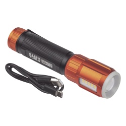 KLEIN TOOLS 56412 Linterna LED Portatil Recargable 500 Lumenes con Luz Frontal y Lateral de Trabajo. Lampara con tapa de Extremo con Iman USB-C