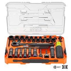 KLEIN TOOLS 65500-KNECT Juego de Dados de Impacto Paso a Traves / Sistema KNECT / Compatible con el Sistema de Almacenamiento (ModBox) / 39 Piezas / Sistema SAE y Metrico.