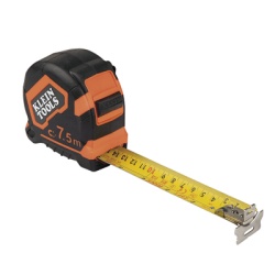 KLEIN TOOLS 9375 Flexometro (Cinta de Medir) de 7.5 m con Gancho doble Magnetico. Graduada por Ambos Lados y Freno de Alta Velocidad. De Uso Rudo