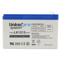 LINKEDPRO BY EPCOM LK1212 Bateria de respaldo 12 V | 12 Ah | AGM | Especial para Seguridad Electronica | UPS | Sistemas de Emergencia | Vida util 5 anos | Terminales F1 + Adaptador F2