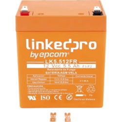 LINKEDPRO BY EPCOM LK5.512FR Bateria de respaldo 12 V | 5.5 Ah | AGM | Certificada UL94-V0 Retardante a la Flama | Especial para Seguridad Electronica | UPS | Sistemas de Emergencia | Vida util 5 anos