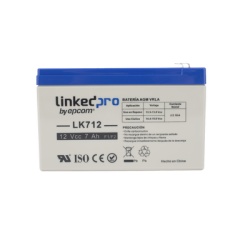 LINKEDPRO BY EPCOM LK712 Bateria de Respaldo AGM-VRLA / 12 V / 7 Ah / Vida Util 5 Anos / Terminales F1 + Adaptador F2 / Certificacion UL
