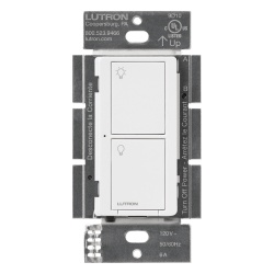 LUTRON CASETA WIRELESS PD6ANSWH Interruptor on/off inalambrico de pared para iluminacion y ventiladores 120 V requiere neutro control con Pico o desde la app con Smart Bridge Caseta Wireless