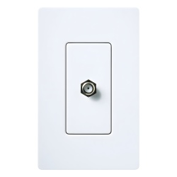 LUTRON ELECTRONICS CACJWH Toma de pared para cable coaxial con conector tipo F de 75 ohms estilo Designer de la linea Claro para senal de TV color blanco brillante