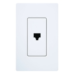 LUTRON ELECTRONICS CAPJWH Jack telefonico de pared RJ11 de 6 conductores diseno a ras de pared color blanco para placas Lutron Claro y Satin Colors (placa se vende por separado)