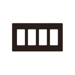 LUTRON ELECTRONICS CW4-BR Placa de pared Claro de 4 espacios acabado brillante color cafe sin tornillos visibles para atenuadores apagadores y controles Pico de Lutron