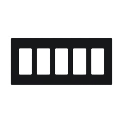 LUTRON ELECTRONICS CW5BL Placa de pared Claro de 5 espacios (gangs) sin tornillos visibles acabado brillante para atenuadores apagadores y controles Pico de Lutron color negro