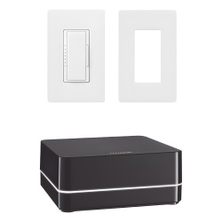 LUTRON ELECTRONICS KITRA2SELECT2 Kit de control de iluminacion RA2 Select con repetidor principal atenuador de 600 W (150 W LED) y placa Claro control desde la app Lutron y asistentes de voz