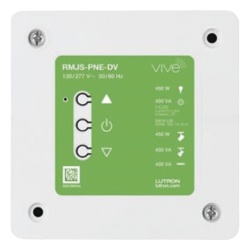 LUTRON ELECTRONICS RMJSPNEDV Modulo de atenuacion PowPak Phase Select para sistema Vive fase directa o inversa 120/277 V hasta 450 W recibe controles Pico y sensores Radio Powr Savr