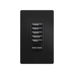 LUTRON ELECTRONICS RRDW5BRLMN Teclado de pared para RadioRA 2 con 5 botones programables y par de botones subir/bajar retroiluminado y grabable para control de iluminacion y cortinas color Midnight