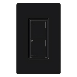 LUTRON RADIORA 3 RRSTHN2BBL Botonera Sunnata hibrida negro 2 botones dimmer/interruptor con controlador de carga requiere neutro para RadioRA 3