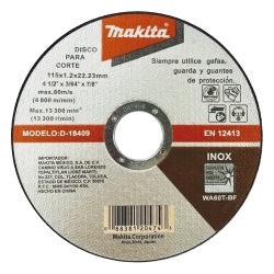 MAKITA D18409 Disco de Corte de 7/8" de acero inoxidable diametro de 4-1/2"