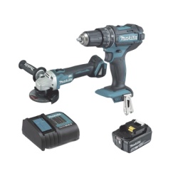 MAKITA DLX2402ST Kit DHP482 Rotomartillo + DGA456 Mini Esmerilador 1 Bateria Li-Ion de 5.0 Ah y Cargador C/Luz de 18 Vcc.