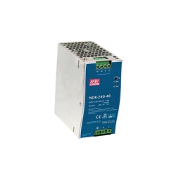 MEANWELL NDR24048 Fuente de Poder Industrial de 240W salida 48Vcc 5A para montaje Riel Din