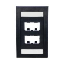 PANDUIT CFPE4BLY Placa de Pared Vertical Ejecutiva Salida de 4 Puertos Mini-Com Con Espacios Para Etiquetas Color Negro