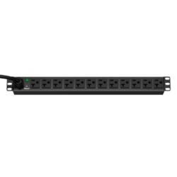PANDUIT E12B19M PDU ES2P Básico para Distribución de Energía, Enchufe de Entrada NEMA 5-20P, Con 12 Contactos NEMA 5-20R, Instalación Horizontal de 19in, 1UR, 20 Amp, 120 Vca