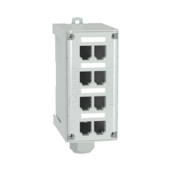 PANDUIT FDME8RG Panel de Parcheo Modular para Fibra Optica de Instalacion en Riel DIN Estandar de 35mm 8 Puertos Mini-Com Color Gris