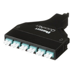 PANDUIT FQZN-12-10AS Cassette de Fibra Optica SFQ QuickNet? de 6 Adaptadores LC Duplex (12 Fibras) a MPO Para Fibra Multimodo OM4 Metodo A Color Negro
