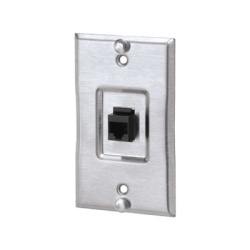 PANDUIT KWP5EY Placa de Pared Telefonica Salida de 1 Puerto Keystone Con Jack Cat5e Estilo TP de Acero Inoxidable