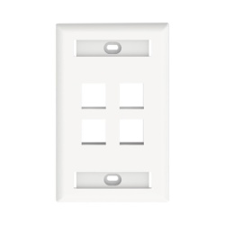 PANDUIT NK4FWHY Placa de Pared Vertical Salida Para 4 Puertos Keystone Con Espacios Para Etiquetas Color Blanco