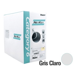 PANDUIT NUR6C04IG-C Bobina de Cable UTP de 305 Metros (1000 Pies) de Cobre NetKey Gris Claro Categoria 6 (24 AWG) 1000Mbps Riser (CMR) de 4 Pares