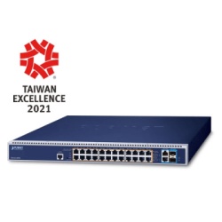 PLANET GS-6322-24P4X Switch admistrable Capa 3 24 Puertos 10/100/1000T 802.3bt PoE + 2 Puertos 10GBASE-T + 2 Puertos 10G SFP+ Dos Ranuras Para Fuente de Alimentacion Modular
