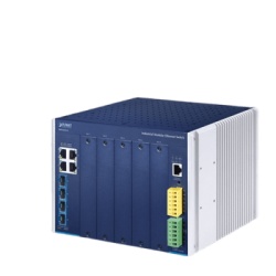 PLANET IMS-6325-5 Switch Modular Industrial Capa 3 / 5 Slots / 4 Puertos Gigabit RJ45 / 4 Puertos SFP+ 10G / Rango de Temperatura -40~75Â°C / Entrada de Potencia Redundante 12-48V / Soporte IPv6/IPv4