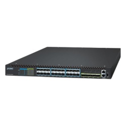 PLANET XGS-6350-16X8Y4C Switch Gestionado Capa 3 Multi-puerto 10G/25G + 2/4-Puerto 100G QSFP28 / 880-1520 Gbps Non-Blocking / Stacking 10 Unidades / Enrutamiento OSPF BGP RIP VRRP / ERPS G.8032 / Slot