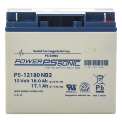 POWER SONIC PS-12180-NB2 Bateria 12V 18AH Para Respaldo Tecnologias AGM/VRLA Diseno De Vida Util 5 Anos Terminales Tipo NB2 Listada UL Libre De Mantenimiento