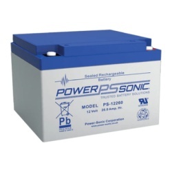 POWER SONIC PS-12260-M5 Bateria 12V 26AH Para Respaldo Tecnologias AGM/VRLA 5 Anos Vida Util Terminales M5 Reconocida UL