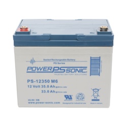POWER SONIC PS-12350-M6 Bateria 12V 35AH Para Respaldo Tecnologias AGM/VRLA 5 Anos Vida Util Terminales M6 Reconocida UL