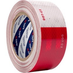 PRECISION PST-0C05-012 Cinta Adhesiva Reflejante Antiderrapante de PVC / Color Rojo y Blanco / Espesor 0.8 mm / Ancho 50 mm / 5 m de Largo