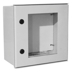 PRECISION PST-4040-20PT Gabinete de Poliester IP65 Puerta Transparente Uso en Intemperie (400 x 400 x 200 mm) con Placa Trasera Interior de Plastico (Incluye Chapa y Llave).
