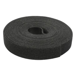 PRECISION PST-C05-001-BK Cinta de Contacto Autoadherente Color Negro / 1.6 cm x 25 metros / Espalda con Espalda (Gancho y Bucle)