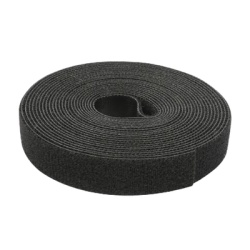 PRECISION PST-C05-001-BK Cinta de Contacto Autoadherente Color Negro / 1.6 cm x 25 metros / Espalda con Espalda (Gancho y Bucle)