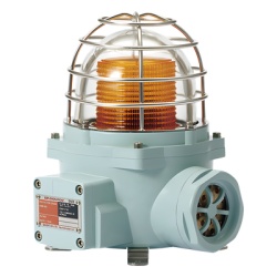 QLIGHT SNESL-24-A-ATEX Luz LED color Ambar de advertencia con patron de destello flasheante/fijo para zonas peligrosas con buzzer incluido a 105 dB. de 24 VCD