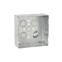 RACO HUB-265 Caja Cuadrada 4 11/16" x 4 11/16"/ Profundidad 2- 1/8"/ 4 Entradas 1" 4 Entradas 3/4" 1 Entrada 1/2" y 3 TKO (1/2"-3/4").