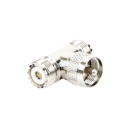 RF INDUSTRIES LTD RFU-533 Adaptador en forma T de Conector UHF Macho (PL-259) a Doble UHF Hembra (SO-239) Niquel/ Plata/ Delrin.