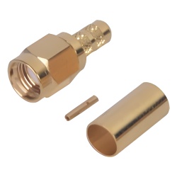 RF INDUSTRIES LTD RP-3000-1C1 Conector SMA Macho Inverso de anillo plegable para cable RG-142/U Oro/Oro/Teflon.