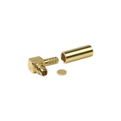 RF INDUSTRIES LTD RP-9010-1B Conector MMCX Macho Inverso en Angulo Recto para RG-174/U Grupo B Oro/ Oro/ Teflon.