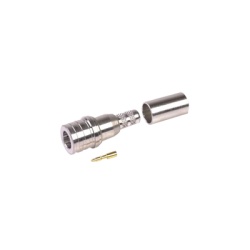 RF INDUSTRIES LTD RQA-5000-C Conector QMA (Quick Mate) Macho Anillo Plegable en RG-58/U LMR-195 Bronce Blanco/Oro/Teflon.