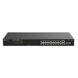 RUIJIE RG-ES118FGS-LP Switch PoE+ no Administrable Hasta 120 Watts Ideal para CCTV 16 Puertos PoE +10/100 2 Uplinks Gigabit y 2 SFP COMBO