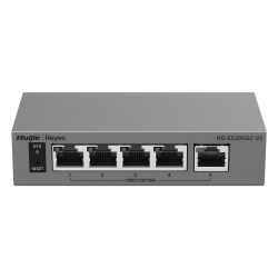 RUIJIE RG-ES205GC-V2 Switch Capa 2 Gestionado en la Nube / 5 Puertos Gigabit / Switching 10 Gbps / Forwarding 7.44 Mpps / Diseno sin Ventilador / Proteccion 6 kV / Modo CCTV de un Clic / 32 VLANs / Ga
