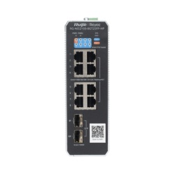 RUIJIE RG-NIS2100-8GT2SFP-HP Switch Industrial PoE+ hasta 300 watts Ideal para temperaturas Extremas y proteccion contra descargas 1 puerto PoE++ 60W y 7 puertos PoE+ 30W 2 SFP Uplink