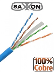 SAXXON TVD119019 SAXXON OUTP6COP305B - Cable UTP Cat6 100% cobre 305 metros bobinado REELEX color azul para interior. Certificado ISO9001 UL 444 RoHS ANSI/TIA/EIA. Ideal para redes de datos y vi
